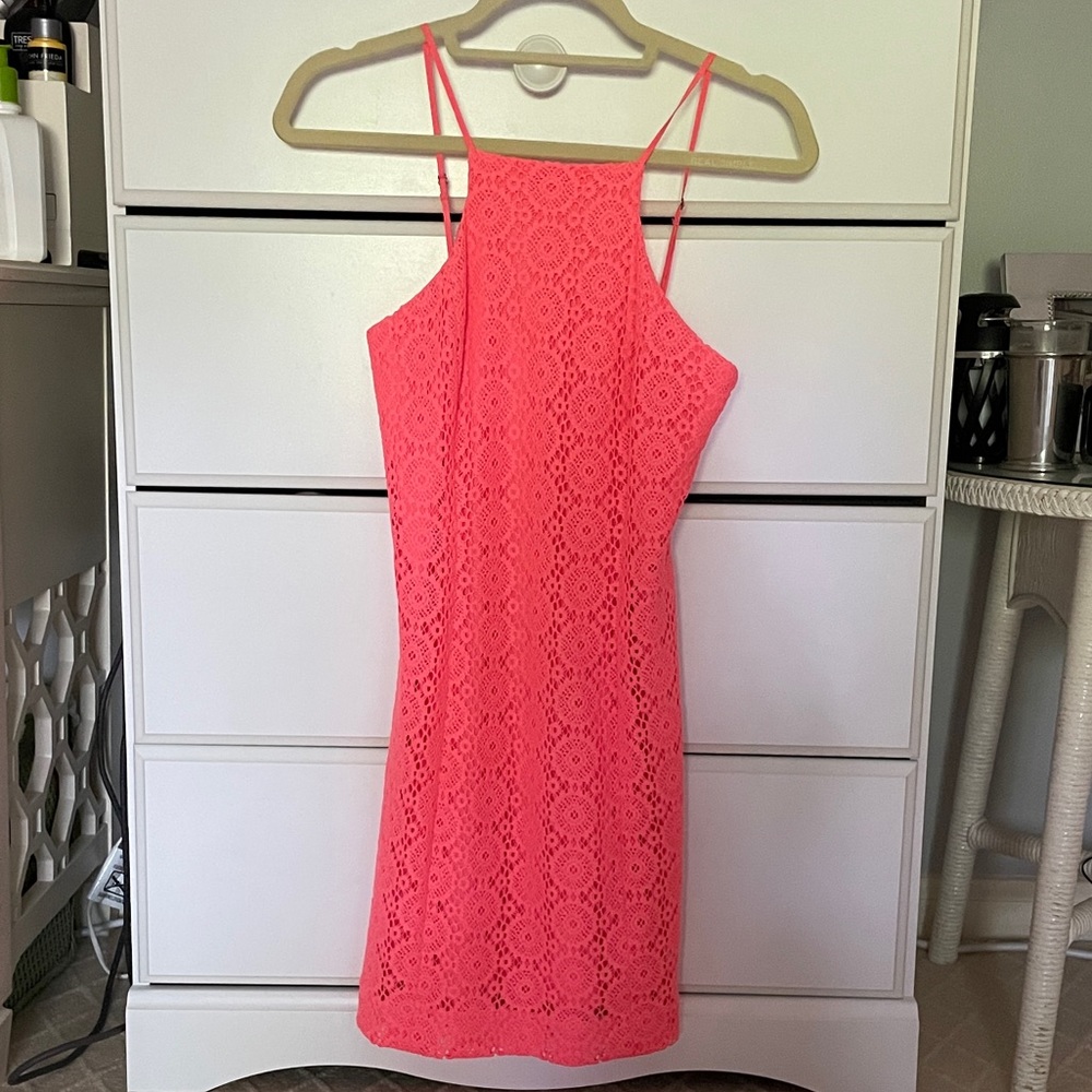 Lilly Pulitzer, Size Small, high-neck, bright pink, dress